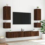 vidaXL Meuble TV mural avec lumières LED chêne marron 100x35x31 cm