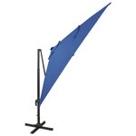 vidaXL Parasol déporté avec mât et lumières LED Bleu azur 300 cm