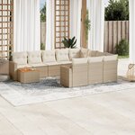 vidaXL Salon de jardin 11 Pièces avec coussins beige résine tressée