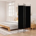 vidaXL Cloison de séparation 3 panneaux Noir 120x200 cm Tissu