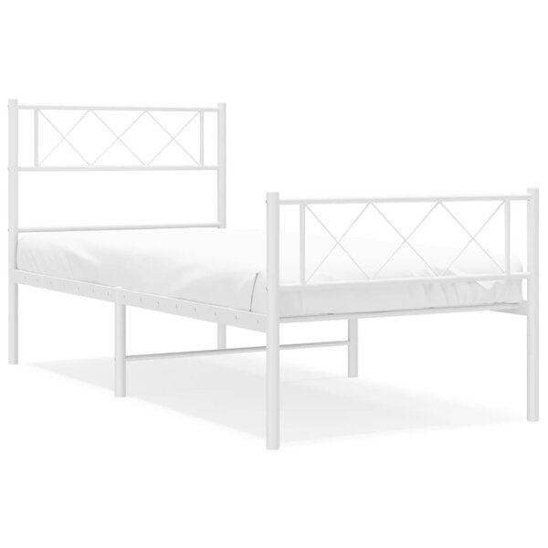 vidaXL Cadre de lit métal sans matelas avec pied de lit blanc 90x200cm