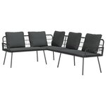 vidaXL Ensemble de Canapé de Jardin de 2 Pièces avec Coussins Noir Poly Rotin
