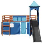 vidaXL Lit mezzanine enfants avec tour bleu 90x190 cm bois pin massif