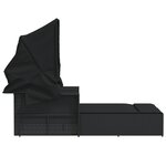 vidaXL Chaise longue double et auvent et coussins noir résine tressée