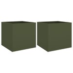 vidaXL Jardinières 2 Pièces vert olive 42x40x39 cm acier laminé à froid
