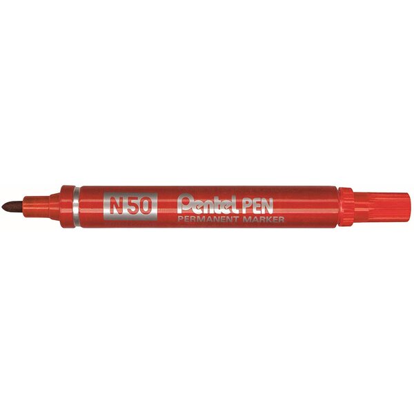 Marqueur permanent n50 pointe ogive 2 mm rouge x 12 pentel
