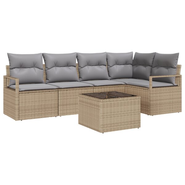 vidaXL Ensemble de canapé de jardin 6 pièces avec coussins  noir  poly rattan