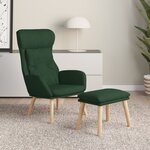 vidaXL Chaise de relaxation avec repose-pied Vert foncé Tissu