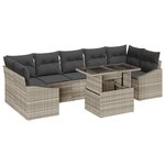 vidaXL Ensemble de canapé de jardin 8 pièces avec coussins gris clair en poly rattan