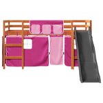 vidaXL Lit mezzanine enfants et rideaux rose 90x200cm bois pin massif