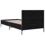 vidaXL Cadre de lit noir 90x200 cm bois d'ingénierie et métal