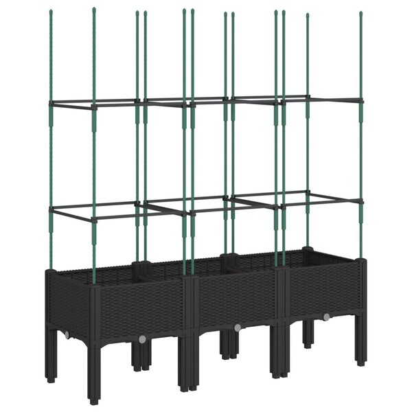 vidaXL Jardinière avec treillis noir 120x40x142 5 cm PP