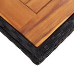 vidaXL Table d'extérieur Noir Résine tressée et bois d'acacia solide