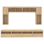 vidaXL Ensemble de meubles TV muraux 8Pièces et lumières LED chêne sonoma