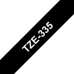 Ruban compatible Brother TZe335 - Texte blanc sur fond noir - Largeur 12 mm x 8 mètres
