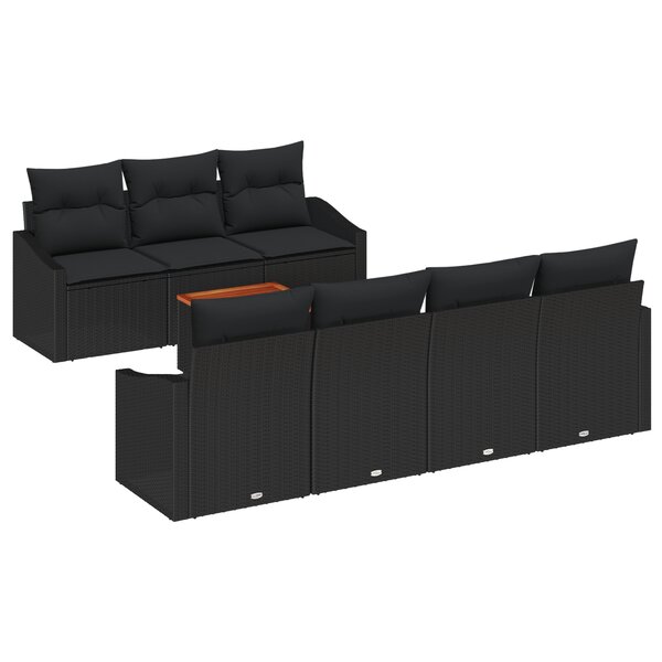 vidaXL Ensemble de canapés de jardin 8 pièces avec coussins Noir Poly Rotin Acacia