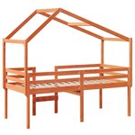 vidaXL Lit haut avec toit cire marron 90x190 cm bois de pin massif