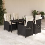 vidaXL Ensemble à manger de jardin coussins 5Pièces Noir Résine tressée