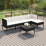 vidaXL Salon de jardin 6 Pièces avec coussins résine tressée noir