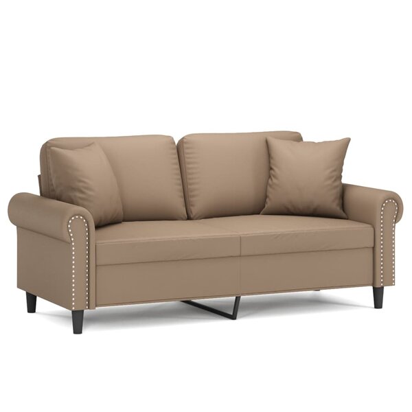 vidaXL Canapé 2 places avec oreillers cappuccino 140 cm similicuir