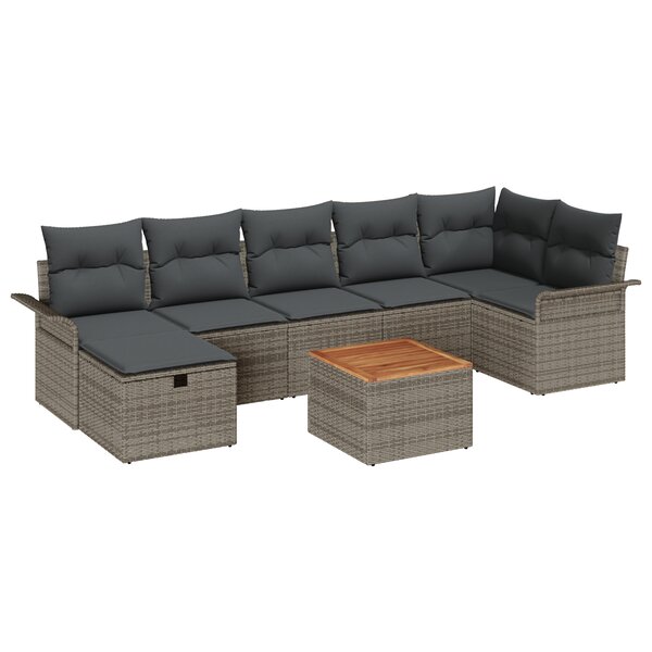 vidaXL Ensemble de Canapé de Jardin 8 Pièces avec Coussins Gris