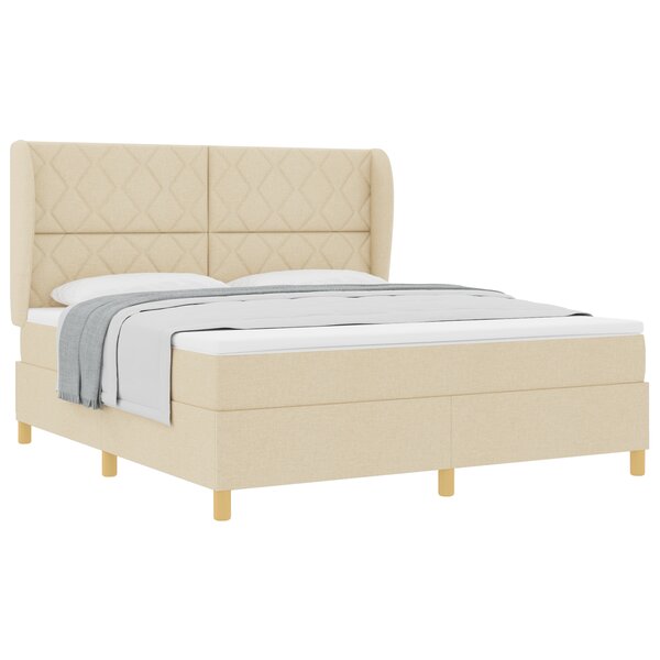 Lit Box Spring vidaXL avec Matelas Crème 180x200 cm Tissu