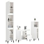 vidaXL Ensemble d'armoires salle de bain 3 Pièces blanc bois d'ingénierie