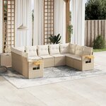 vidaXL Salon de jardin avec coussins 9 Pièces beige résine tressée