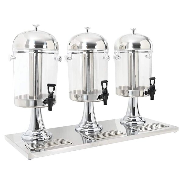 vidaXL Distributeur de jus en acier inoxydable 3 x 8 L