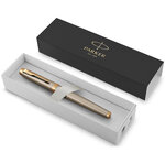 PARKER IM Stylo plume  métal brossé  plume moyenne  encre bleue  Coffret cadeau