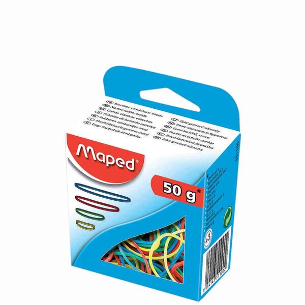 Bracelets caoutchouc étui carton, 50 g, assortis MAPED