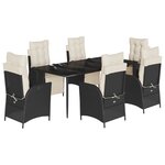vidaXL Ensemble à manger de jardin coussins 7Pièces Noir Résine tressée