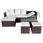 vidaXL Salon de jardin 4 Pièces avec coussins Résine tressée Marron