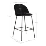 2 chaises de bar en velours noir avec pieds noirs