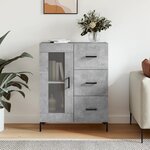 vidaXL Buffet gris béton 69 5x34x90 cm bois d'ingénierie