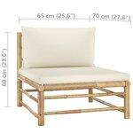 Salon de jardin meuble d'extérieur ensemble de mobilier 4 pièces avec coussins blanc crème bambou 02_0016088