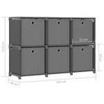 vidaXL Étagère d'affichage 6 cubes et boîtes Gris 103x30x72 5 cm Tissu