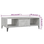 vidaXL Table basse gris béton 103 5x60x35 cm bois d'ingénierie