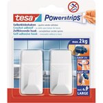 Pack 2 Crochets Powerstrips LARGE Rectangle 2Kg Blanc x 5 TESA