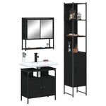 vidaXL Ensemble de meubles salle de bain 3 Pièces noir bois d'ingénierie