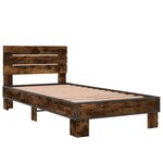 vidaXL Cadre de lit chêne fumé 90x190 cm bois d'ingénierie et métal