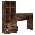 vidaXL Bureau avec rangement Chêne fumé Bois d'ingénierie