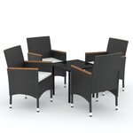vidaXL Ensemble à manger de jardin avec coussins 5 Pièces Noir