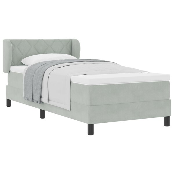 Lit Box Spring vidaXL avec Matelas Gris Clair 100x200 cm Velours