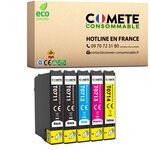 COMETE, Entreprise Française- T0715 - 5 Cartouches Compatibles EPSON