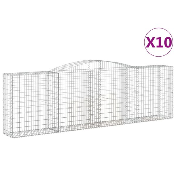 vidaXL Paniers à gabions arqués 10 Pièces 400x50x120/140 cm Fer galvanisé
