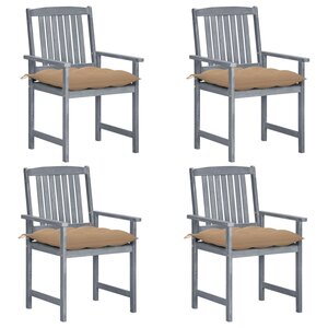 vidaXL Chaises de jardin avec coussins 4 Pièces Gris Bois d'acacia massif