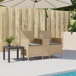 vidaXL Canapé de jardin 2 places avec table et coussins résine tressée