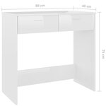 vidaXL Bureau Blanc brillant 80x40x75 cm Aggloméré