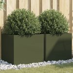 vidaXL Jardinières 2 Pièces vert olive 49x47x46 cm acier laminé à froid